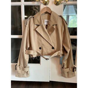 NWT ZARA Super-Cropped Trench Coat Size S